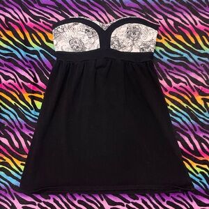 Y2k grunge goth rare 2000s Metal Mulisha Black and White Mini Dress